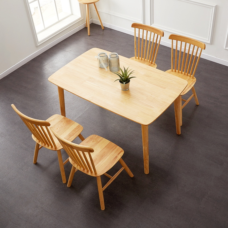 苏宁放心购北欧实木餐桌椅组合现代简约家用小户型餐台北欧风饭桌子
