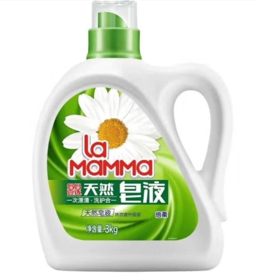 妈妈壹选 天然皂液倍柔3kg 柔顺护衣无荧光