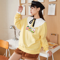 [1折价19元]唐狮秋季新款女卫衣圆领宽松设计感上衣可爱减龄小个子外套