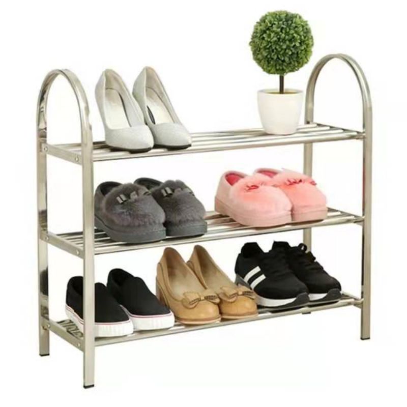 曲上不锈钢鞋架三层个