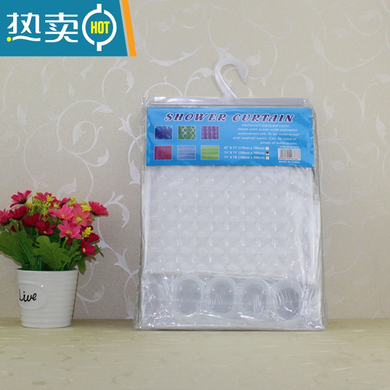 XIANCAI欧式炫目3D水立方浴帘防水浴室窗帘隔断门帘洗澡帘带挂帘高清大图