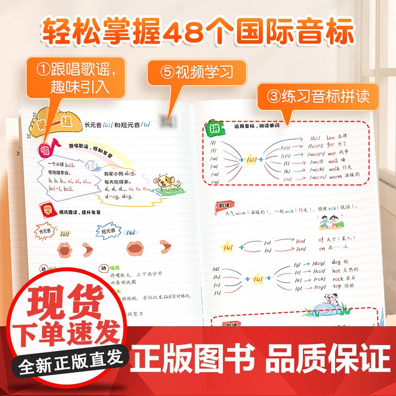 斗半匠音标记单词趣味学48个音标速记小学英语音标和自然拼读语法思维导图国际音标单词汇总英语发音规则表英语启蒙入门学习书