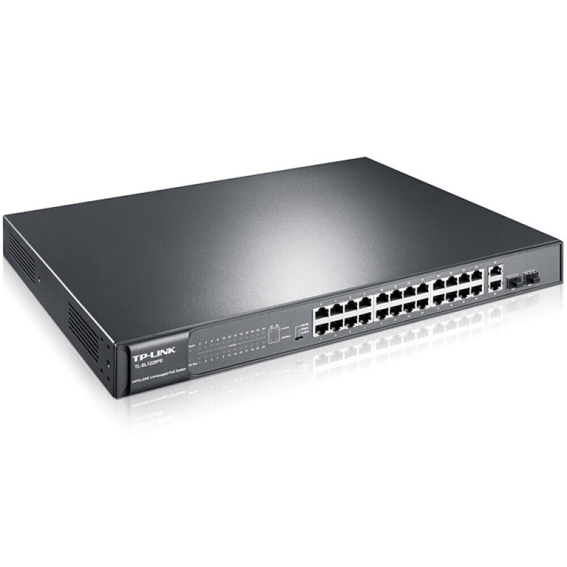 TP-LINK SL1226PE 24口百兆POE 交换机 2千兆口+2千兆光纤口