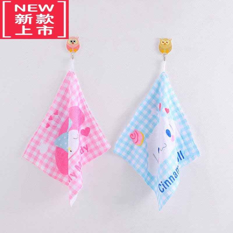 可莉允可爱卡通玉桂狗格子小方巾儿童洗脸巾便携外出擦手小手巾口巾方巾毛巾图片