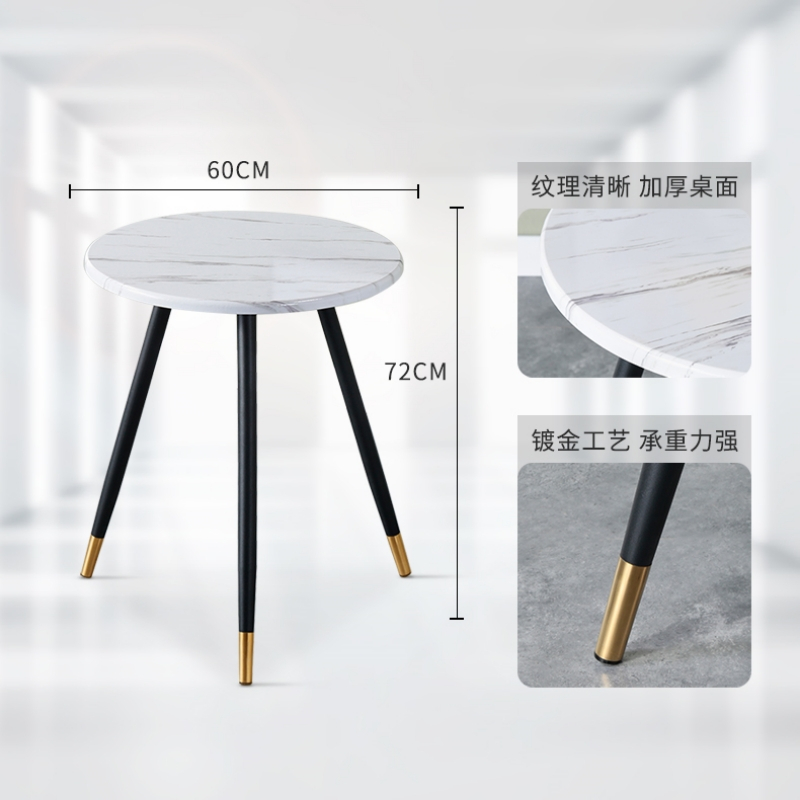 晋舰 洽谈桌北欧轻奢奶茶店皮质茶桌椅组合简约一桌两椅 浅灰拼棕