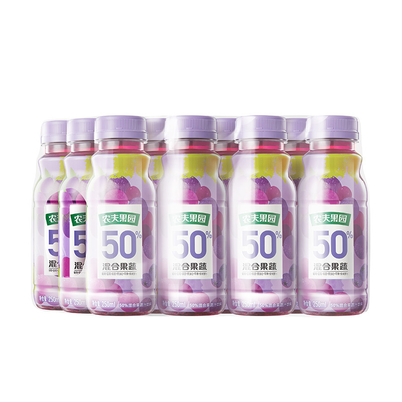 农夫山泉农夫果园50%混合果蔬(葡萄+蓝莓)250ml*12 塑膜装
