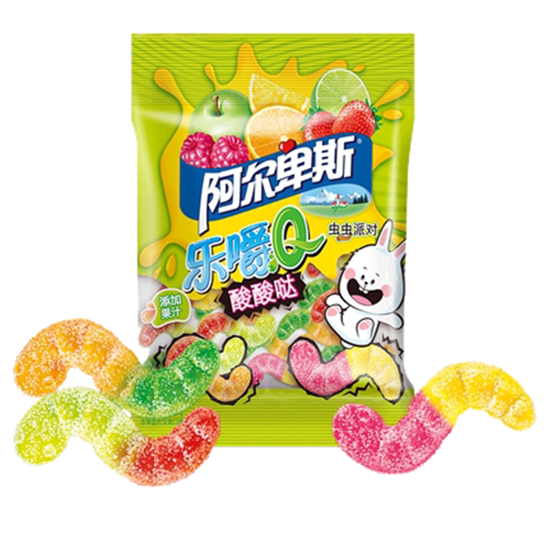 5种口味组合装阿尔卑斯乐嚼Q60g*5袋混合装果汁软糖 多口味橡皮糖儿童糖果小零食