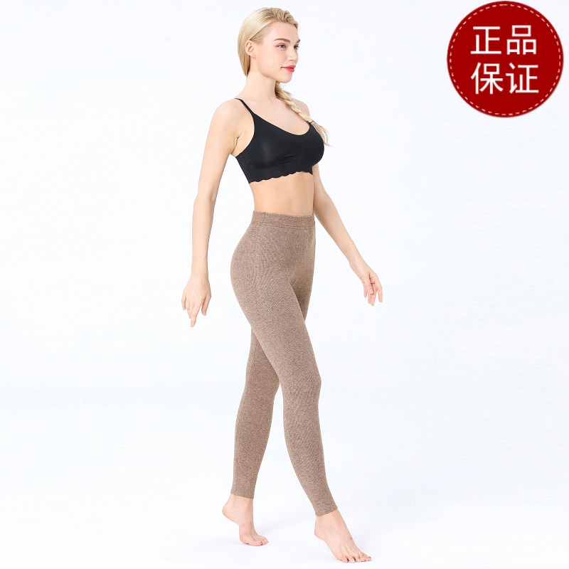 免费试穿 牧绒多斯大码保暖裤新疆羊绒裤女士中厚羊毛裤男100纯羊毛品牌竖条护膝打底裤春秋绒裤毛裤羊绒裤中老年人春秋装秋 女士驼色 190(XXXXL)