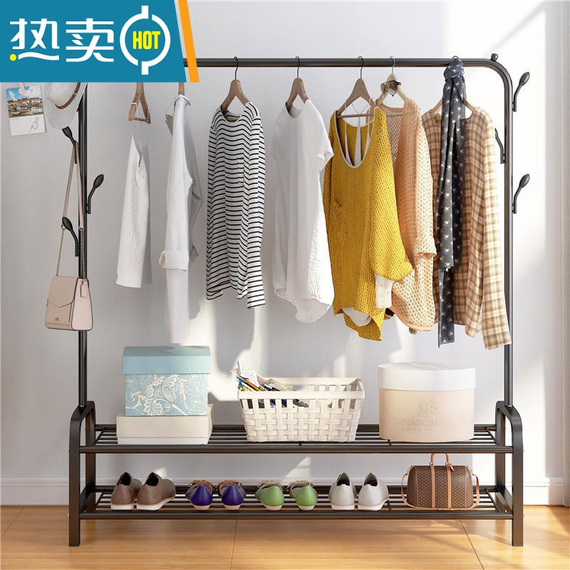 敬平简易晾衣架落地折叠卧室单杆室内晾衣杆挂衣架阳台晒衣服架子家用 65cm简易小号 大高清大图