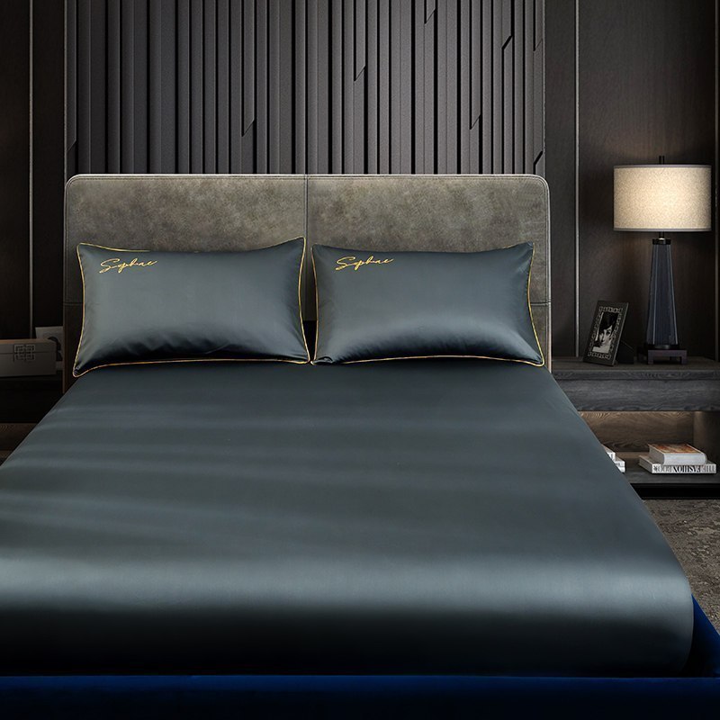 美帮汇60支贡缎床笠单件全棉全棉夏天床垫保护罩1.8m保护套床罩 绅士灰 180x200cm-裸睡亲肤