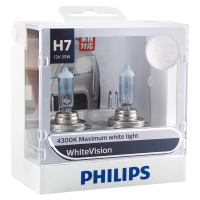 飞利浦(PHILIPS)璀璨之光H7升级型汽车灯泡大灯灯泡近光灯远光灯卤素灯2支装 增亮60%时尚白光