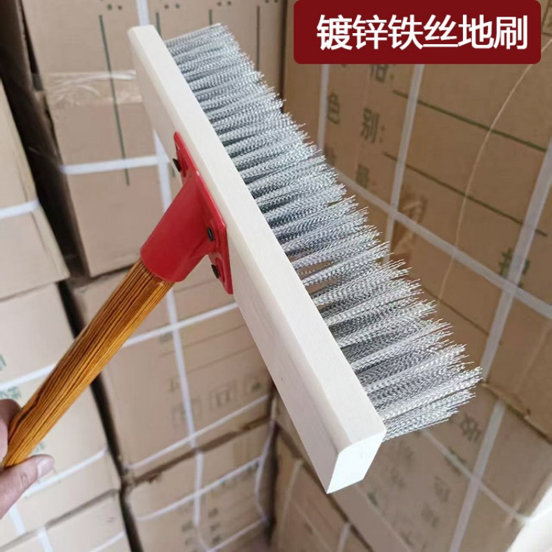 礼千初 地刷长柄地板刷硬毛刷 镀锌铁丝刷 50cm