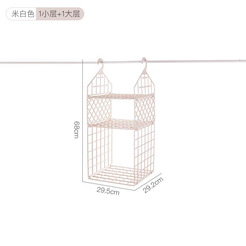 衣柜收纳架悬挂式多层包包收纳袋宿舍收纳衣橱分层隔板收纳架_763 一大一小【白色】加厚款