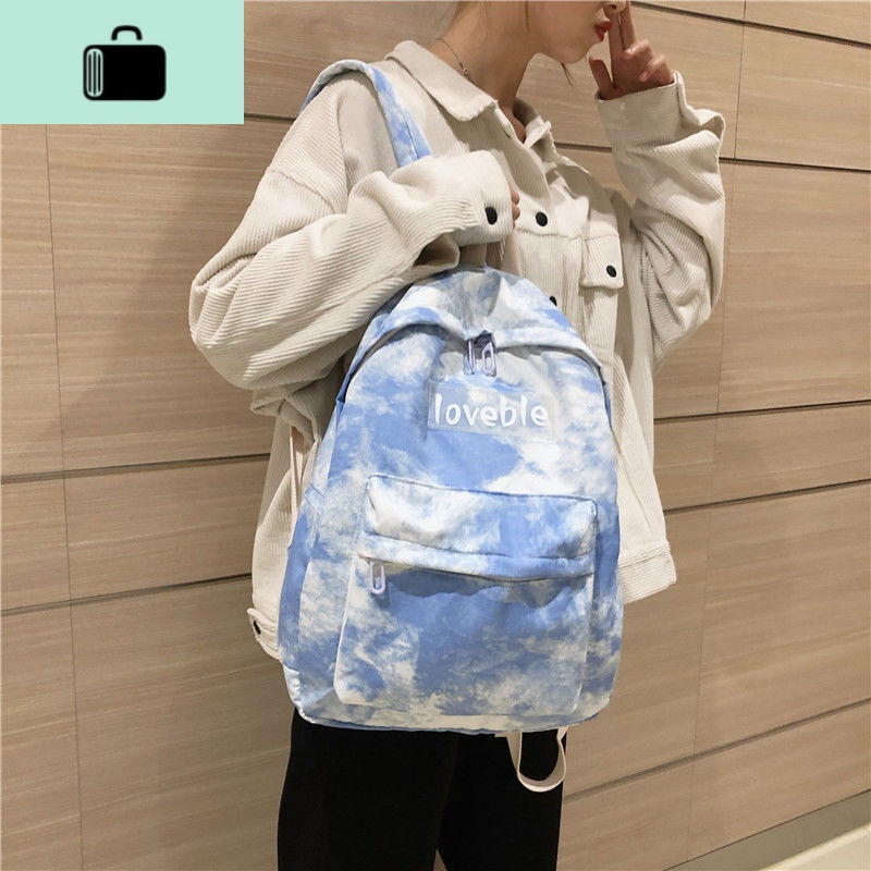 ins风防水书包女学生韩版初中高中少女心牛津布双肩包 大容量背包NEW LAKE