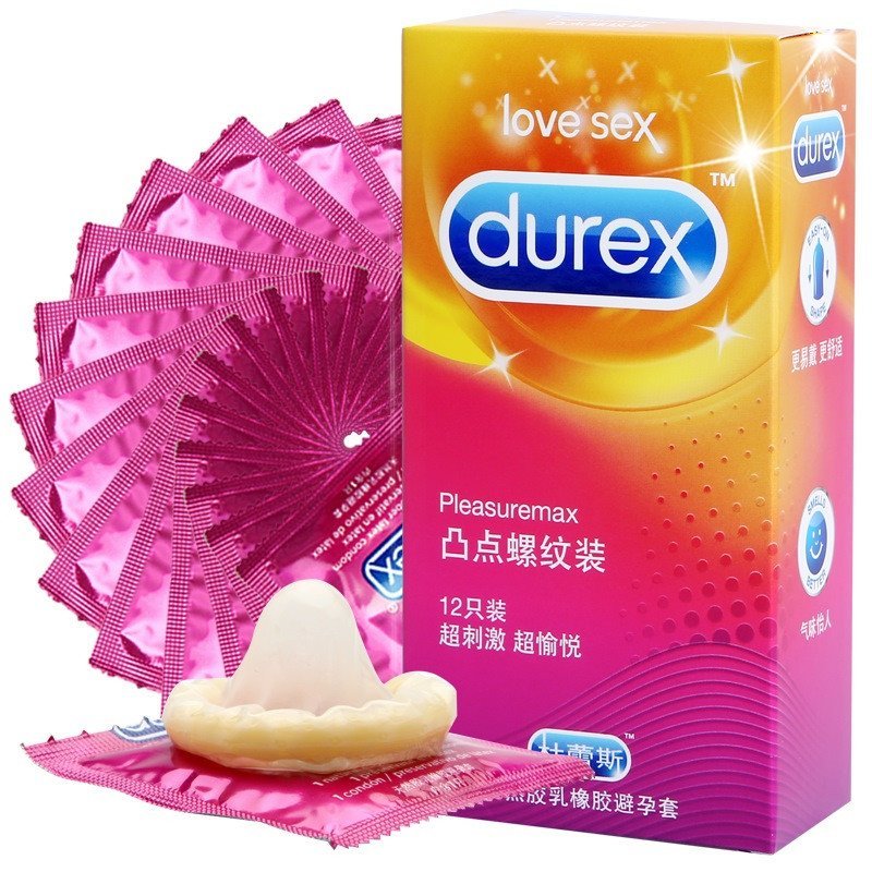 杜蕾斯(Durex)避孕套凸点螺纹12只装超薄款润滑颗粒浮点安全套 成人情趣性用品