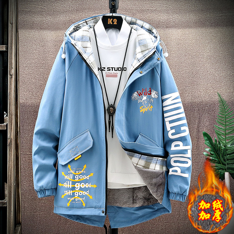 NEW LAKE外套男士秋冬加绒加厚风衣秋季夹克2020新款派克服潮冬装保暖外衣风衣