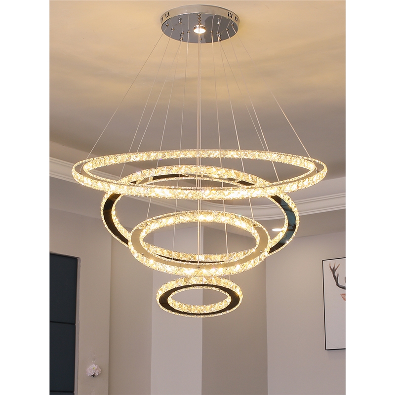 古达led水晶吊灯简约现代环形轻奢客厅灯创意个性卧室餐厅圆形吊灯饰