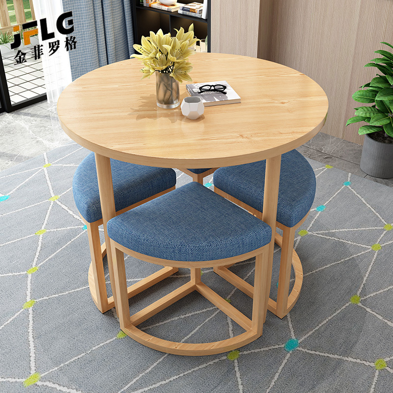 苏宁 金菲罗格 办公家具 简约休闲接待会客圆桌椅组合颜色备注 一桌四椅高清大图