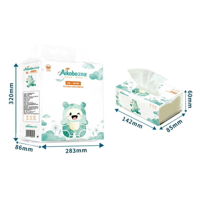 艾科堡 AKB-0501 抽取式面巾纸 140*175mm 5层 80抽/包 10包/提(单位:提)高清大图