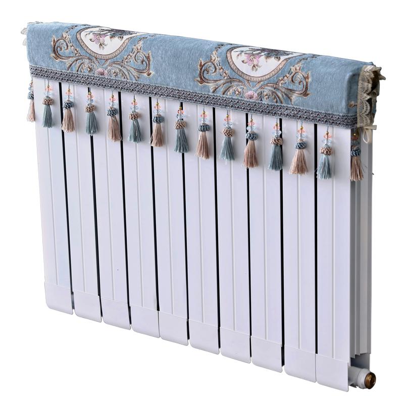 欧式暖气片罩装饰罩子布艺防尘套老式遮挡盖布遮挡帘保护套卫生 清歌蓝色 长度200cm*厚度10cm*高度(含穗)20cm高清大图