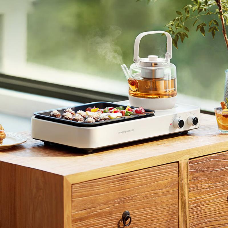 摩飞电器(MORPHY RICHARDS)养生壶 围炉煮茶器 多功能煎烤炉 煮茶炉分区控温0.8L MR6093白/台高清大图