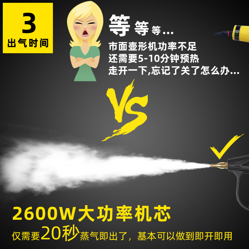高压高温蒸汽清洁机小型家用纳丽雅(Naliya) 空调厨房油烟机油污清洗机洗车机 精装喷枪-黑色