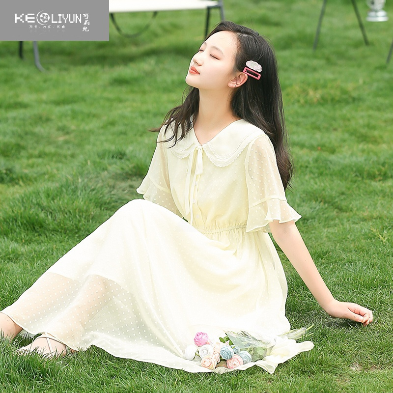 可莉允女童连衣裙夏季薄款雪纺洋气夏装女大童长裙2023新款12岁女孩