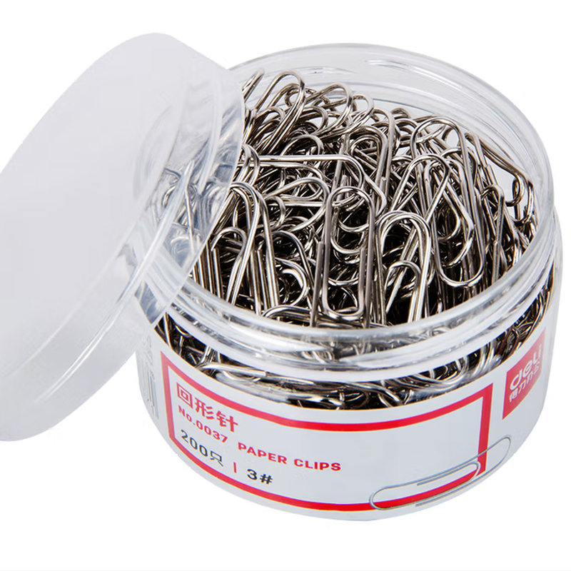 得力(deli)29mm镀镍回形针 3#金属防锈曲别针 200枚/筒 3筒装 33089