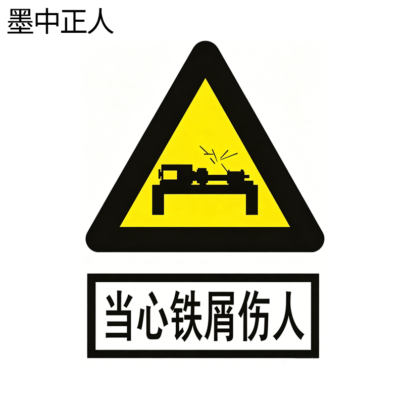 墨中正人当心铁屑伤人标识500*460mm块高清大图