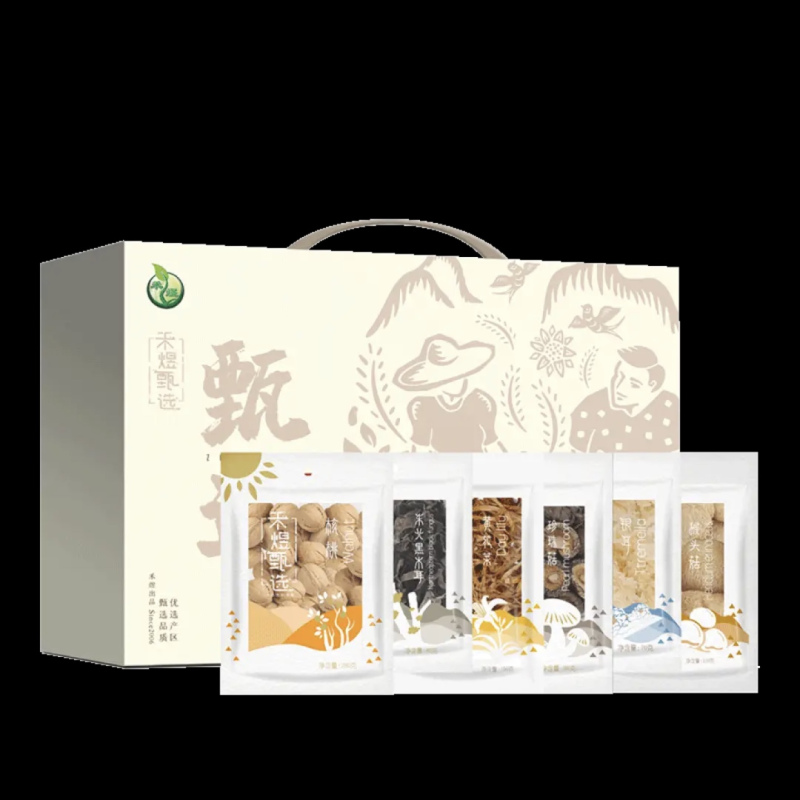 禾煜 菌菇杂粮礼盒 茶树菇 竹荪 绿豆 木耳 员工福利年货送礼品 禾煜甄选798g
