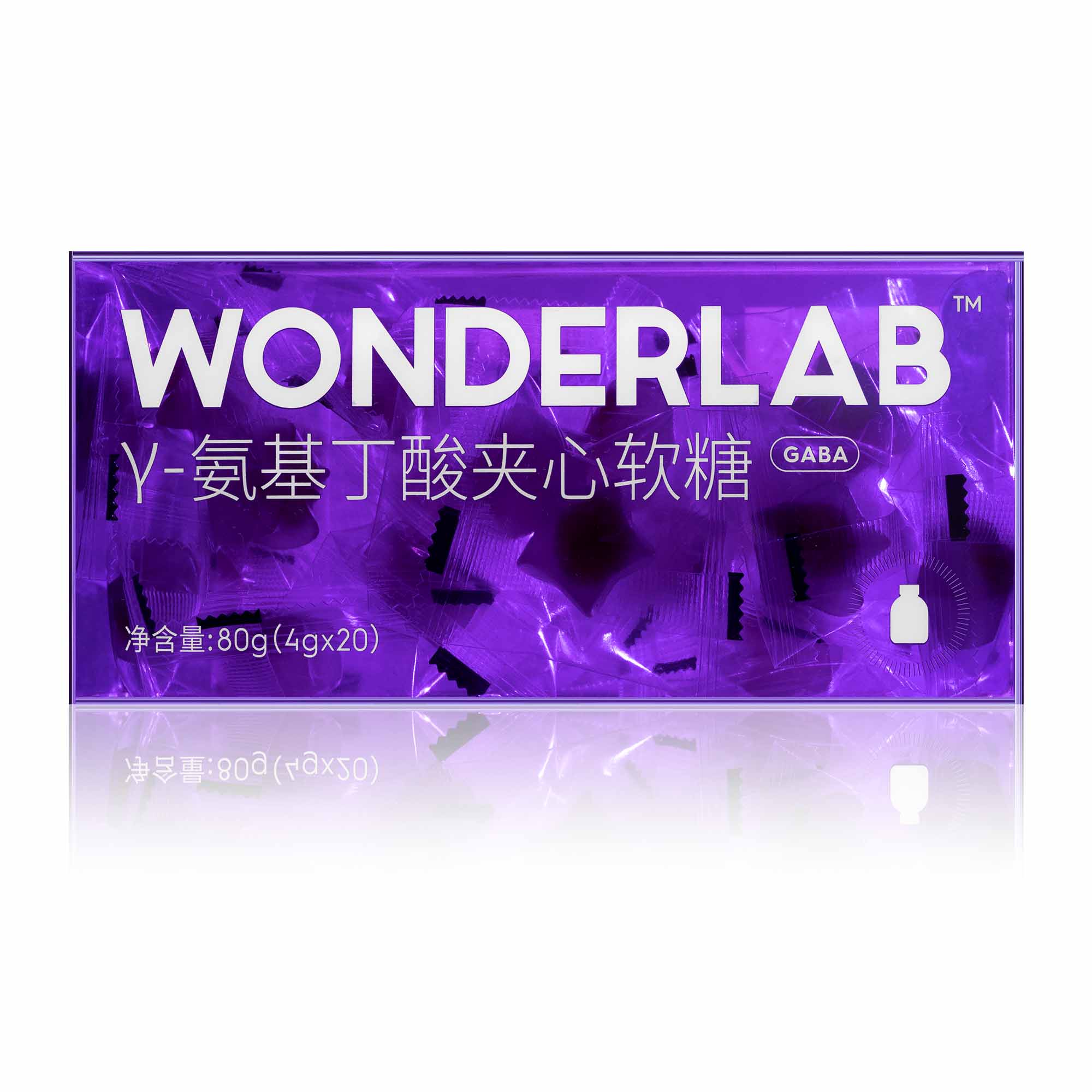 wonderlab无蔗糖舒缓放松睡眠糖gaba氨基丁酸夹心软糖4g20颗参数
