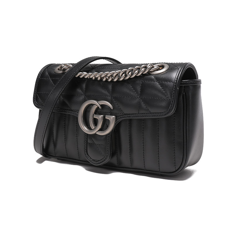 古驰gucci女士ggmarmont系列皮革双g手提单肩斜挎包迷你款446744um8an