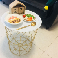 ins北欧铁艺金属小茶几简约客厅沙发边角几小圆桌卧室储物收纳筐