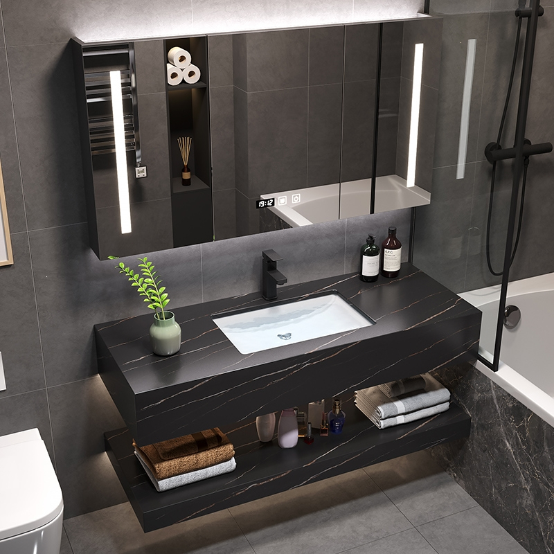 古达现代浴室岩板洗手盆柜组合卫生间洗脸池面盆家用镜柜洗漱台盆