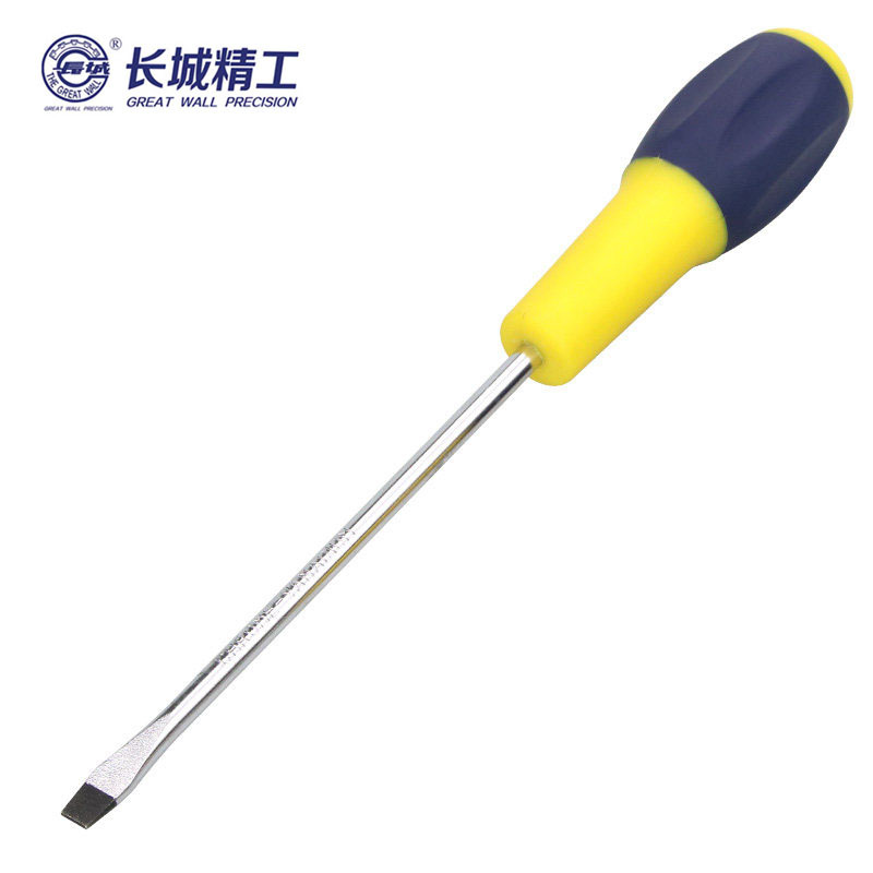 长城精工 Cr-V双色橡塑柄增强型一字头旋具 一字螺丝批起子改锥 6*38mm 274316 5把
