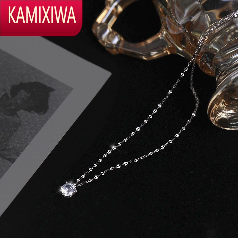 KAMIXIWAShmily~单钻项链轻奢小众项链女日韩简约气质银锁骨链2022新款