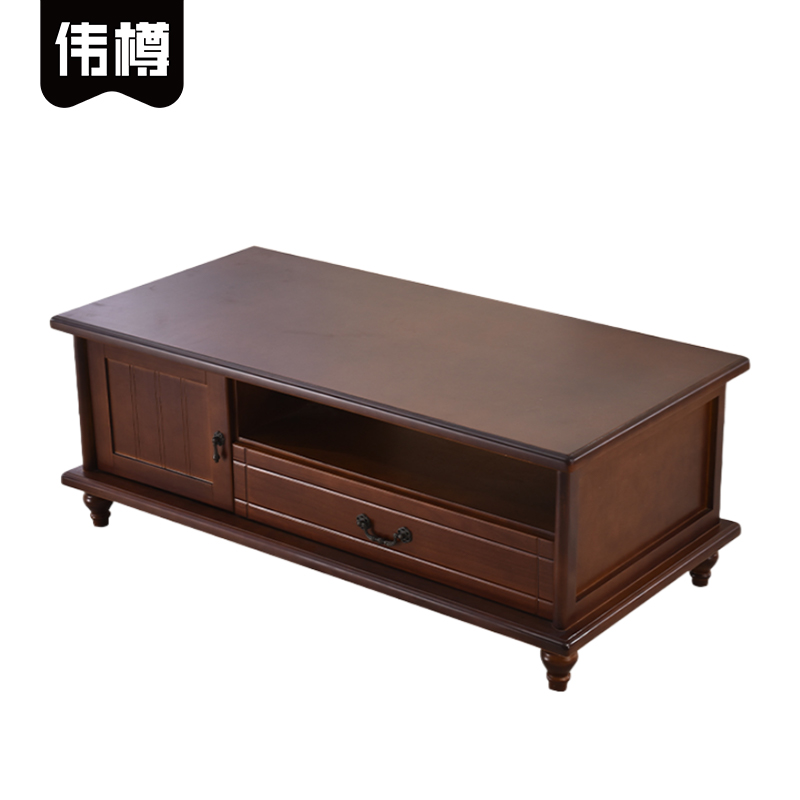 伟樽实木茶几带门120*60*46cm张高清大图