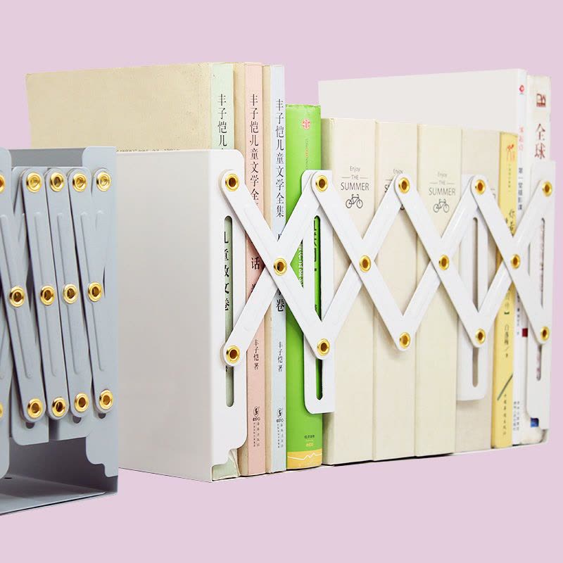 可伸缩书立架折叠书夹书靠书挡书架板简易学生创意时尚简约美观|加大号-无印黑色图片