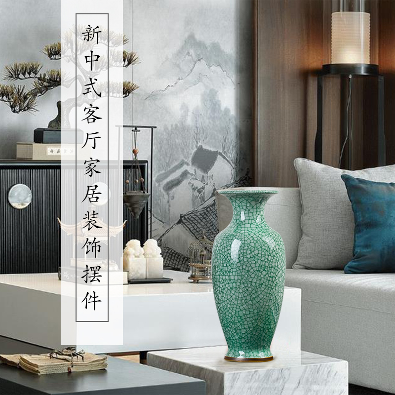 景德镇陶瓷花瓶摆件客厅插花中式家居装饰落地大号仿古钧瓷瓷瓶子 三维工匠 大号钧瓷红裂纹鱼尾+送旋转底座高清大图