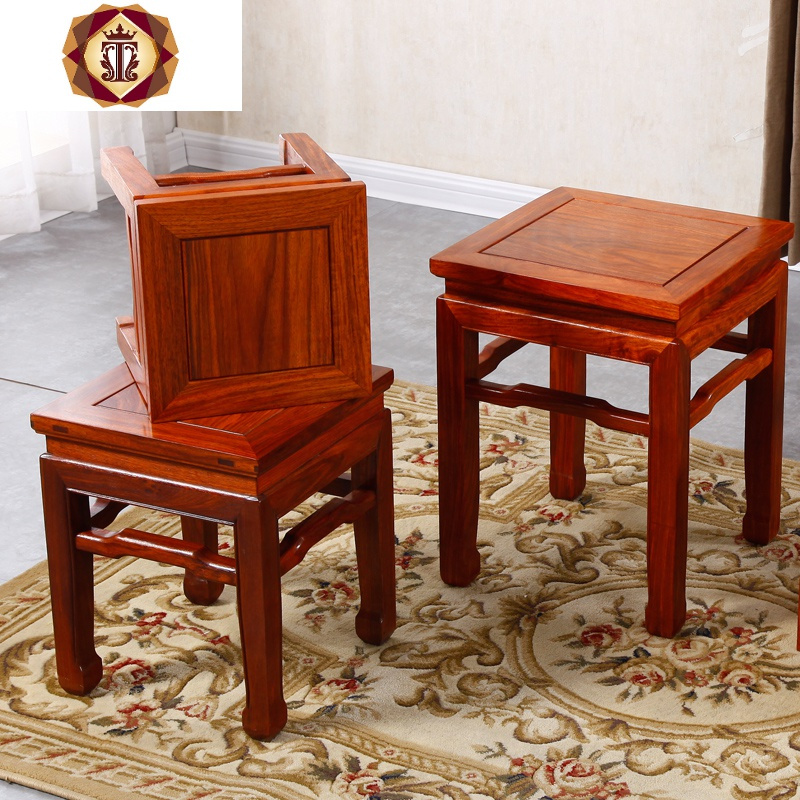 三维工匠花梨木小凳子方凳红木茶几矮凳家用木头沙发凳实木写字板凳