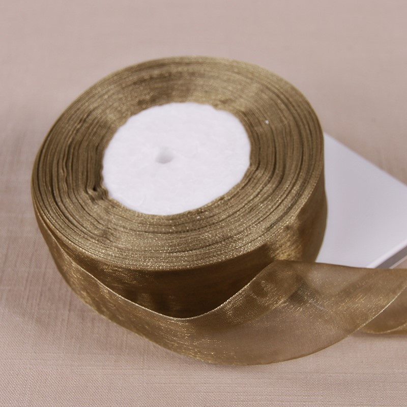 家柏饰(CORATED)绸带彩带优雅仙女衣服装饰软饰品七彩色红宽结婚配长透明丝带彩条 深卡其布色BK10#45米