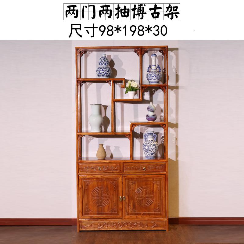 森美人仿古实木博古架中式禅意隔断置物架简约客厅新中式榆木玄关柜屏风高清大图