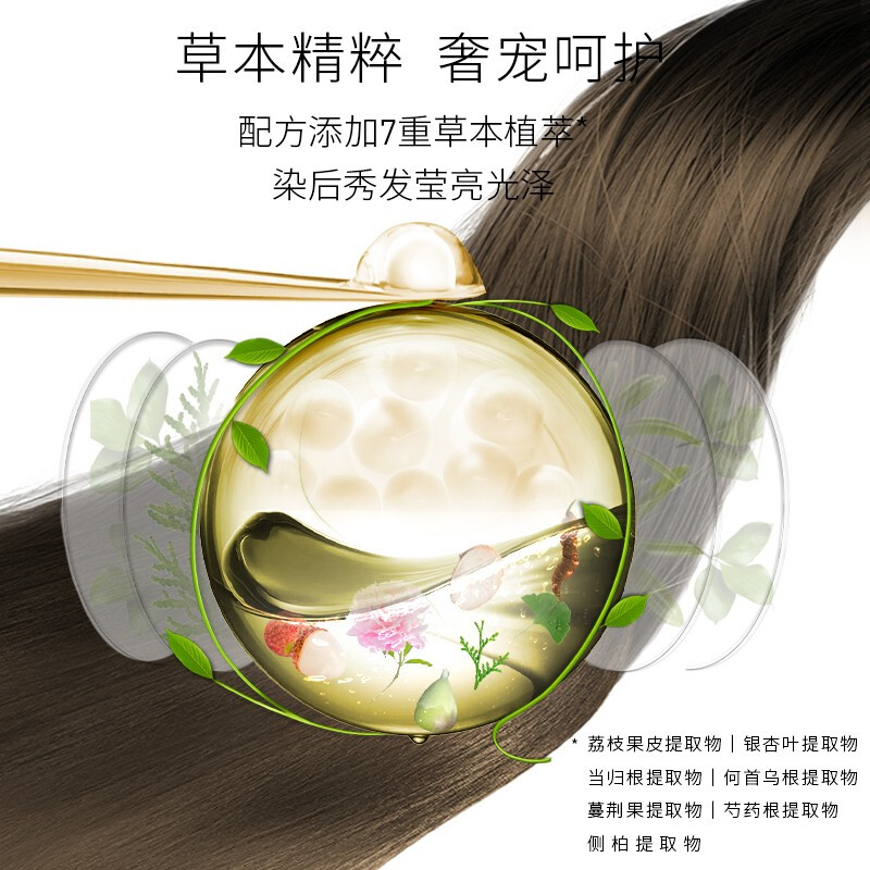 施华蔻 怡然滋养染发霜3.0 自然深棕 染发剂染发膏植物人参 多次盖白补染高清大图