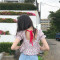 短袖短款碎花T恤女夏季韩版修身露脐半袖性感露背泡泡袖上衣ins潮
