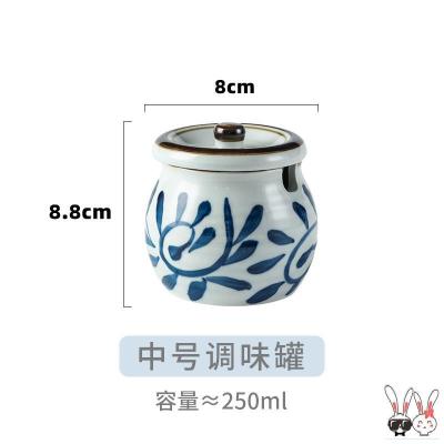 钩藤中号罐-复古色约250毫升送勺 熟油辣子罐油泼辣子罐耐高温装猪油罐老式辣椒罐陶瓷家用调味罐