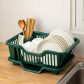 厨房台面碗碟沥水篮水槽置物架塑料餐具家用放碗筷滤水收纳盒碗柜1 大号【墨绿色】特厚款 -