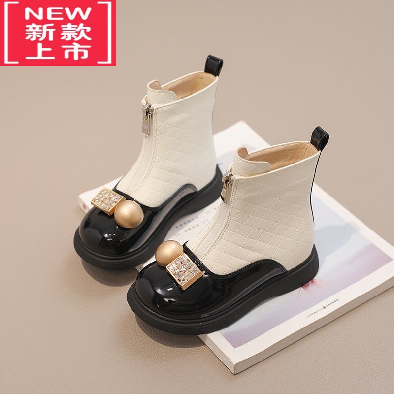 可莉允女童靴子洋气儿童马丁靴软底公主皮靴2022秋冬新款小香风宝宝短靴图片