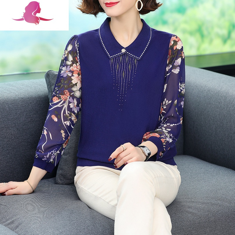 艳如飞中年妈妈春装长袖气质上衣40岁50中老年女士衬衫春季时尚洋气