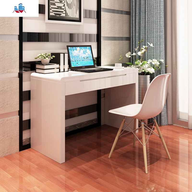 白色烤漆书桌卧室简约现代经济型写字台家用时尚台式办公桌电脑桌泰