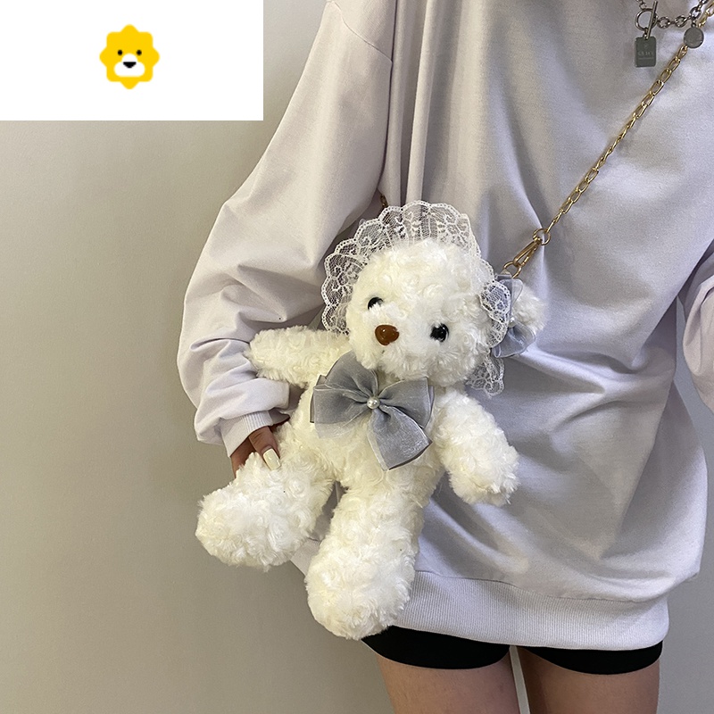 FENGHOU日系Lolita蕾丝小熊包少女小挎包新款洛丽塔可爱百搭软妹斜挎包女斜挎包